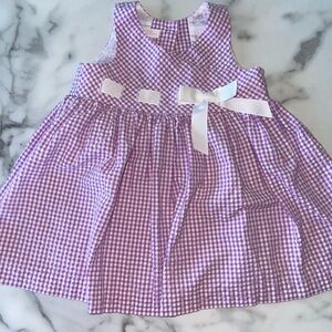 Bonnie Baby Purple Checkered Dress with White Ribbon